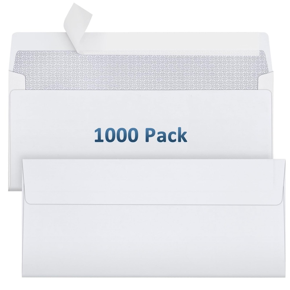1000 Pack #10 Security Envelopes Self Seal - 4-1/8 x 9-1/2 Inch White Busines...