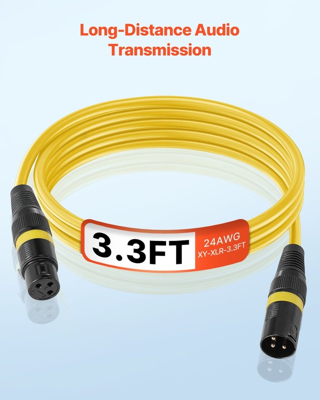 XLR Cable 3.3 ft, 10 Pack, Shielded Balanced DMX Male to Female Microphone Cable gallery