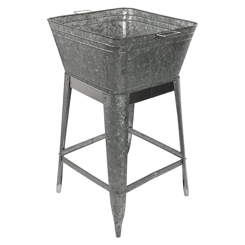 Multi-Functional Galvanized Metal Tub on Stand Beverage Planter Home Decor 32"H gallery