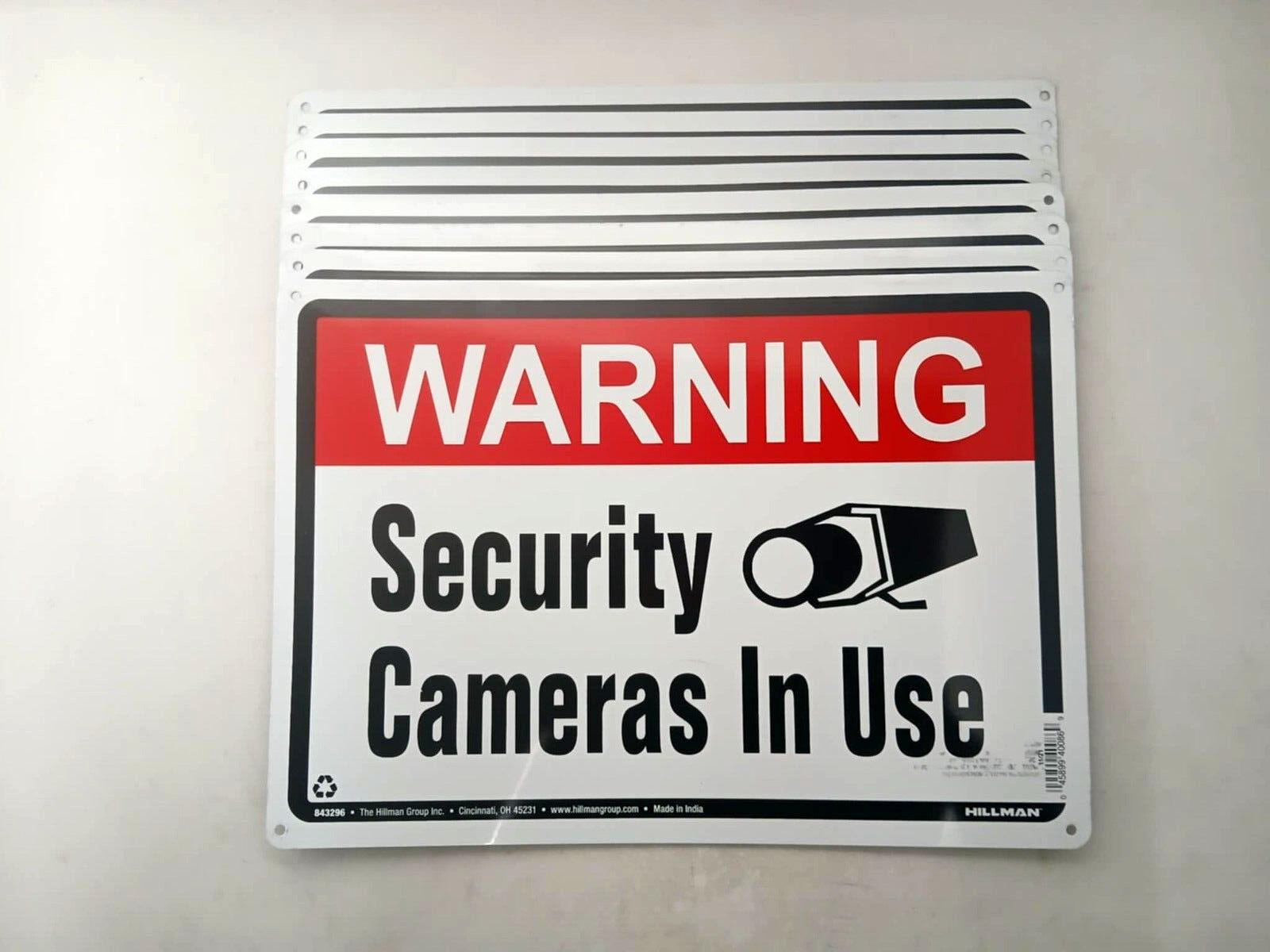 8 PACK - Hillman 843296 Security Cameras in Use Sign, 10 in. x 14 in. gallery