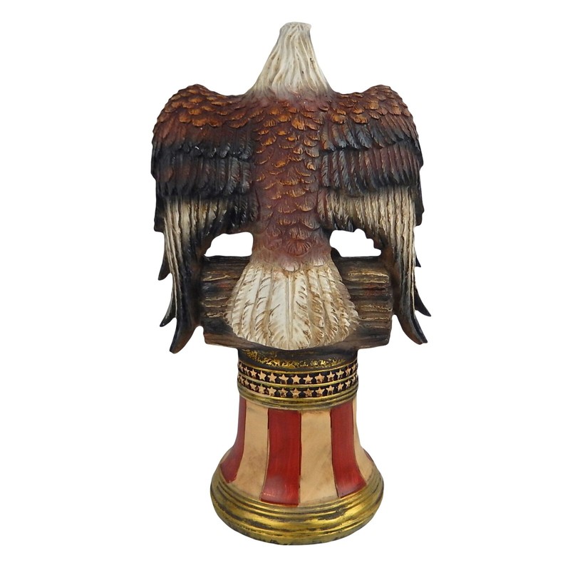 Large Bald Eagle Figurine Statue Perched On Liberty Bell American Flag 13 1/2 in gallery