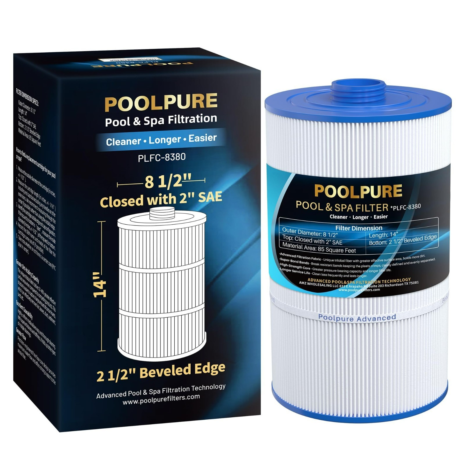POOLPURE Replacement Filter for Sundance 6540-501, PSD85-2002, Unicel C-8380 gallery