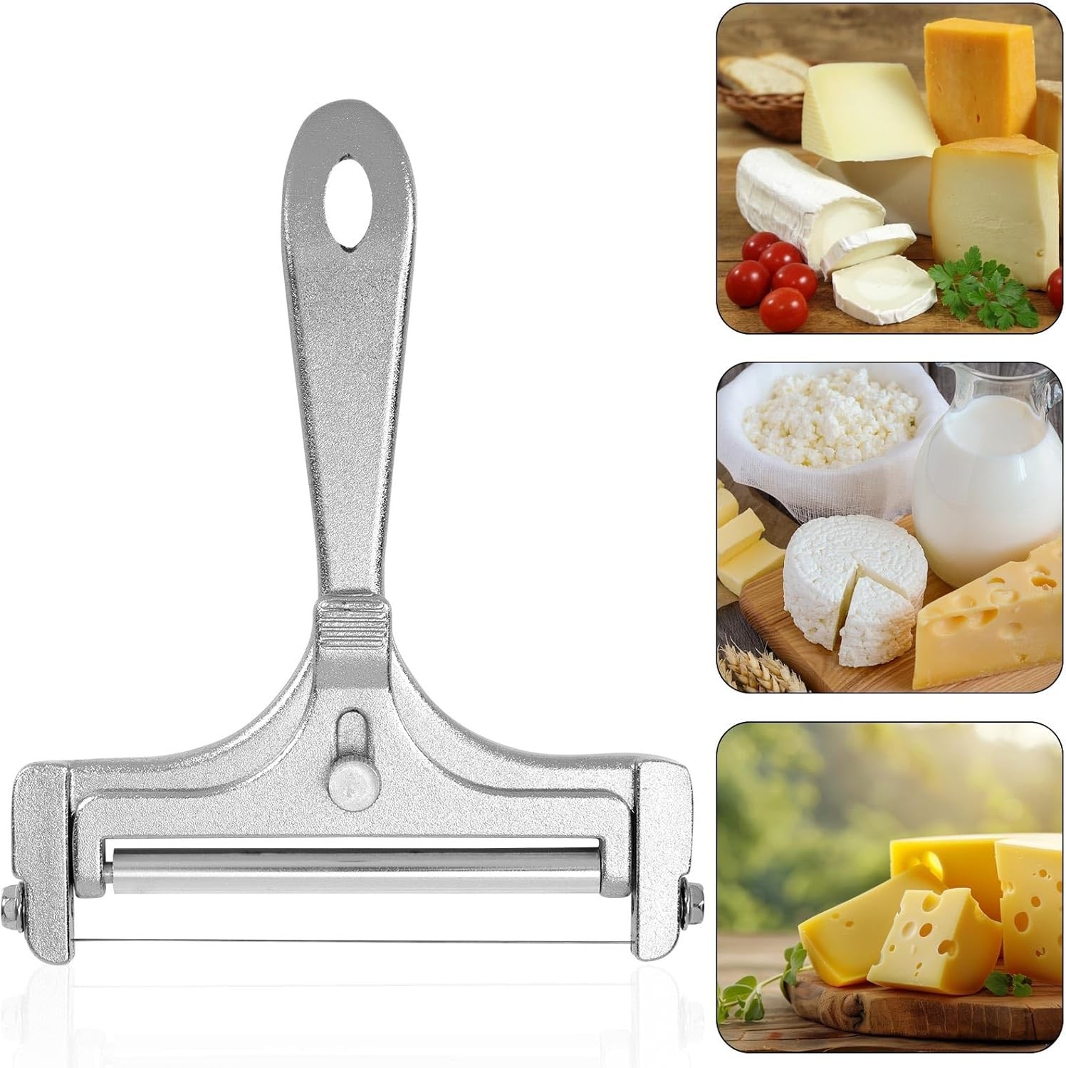 Stainless Steel Wire Cheese Slicer with 4 Extra Wires Adjustable Thickness Hand gallery