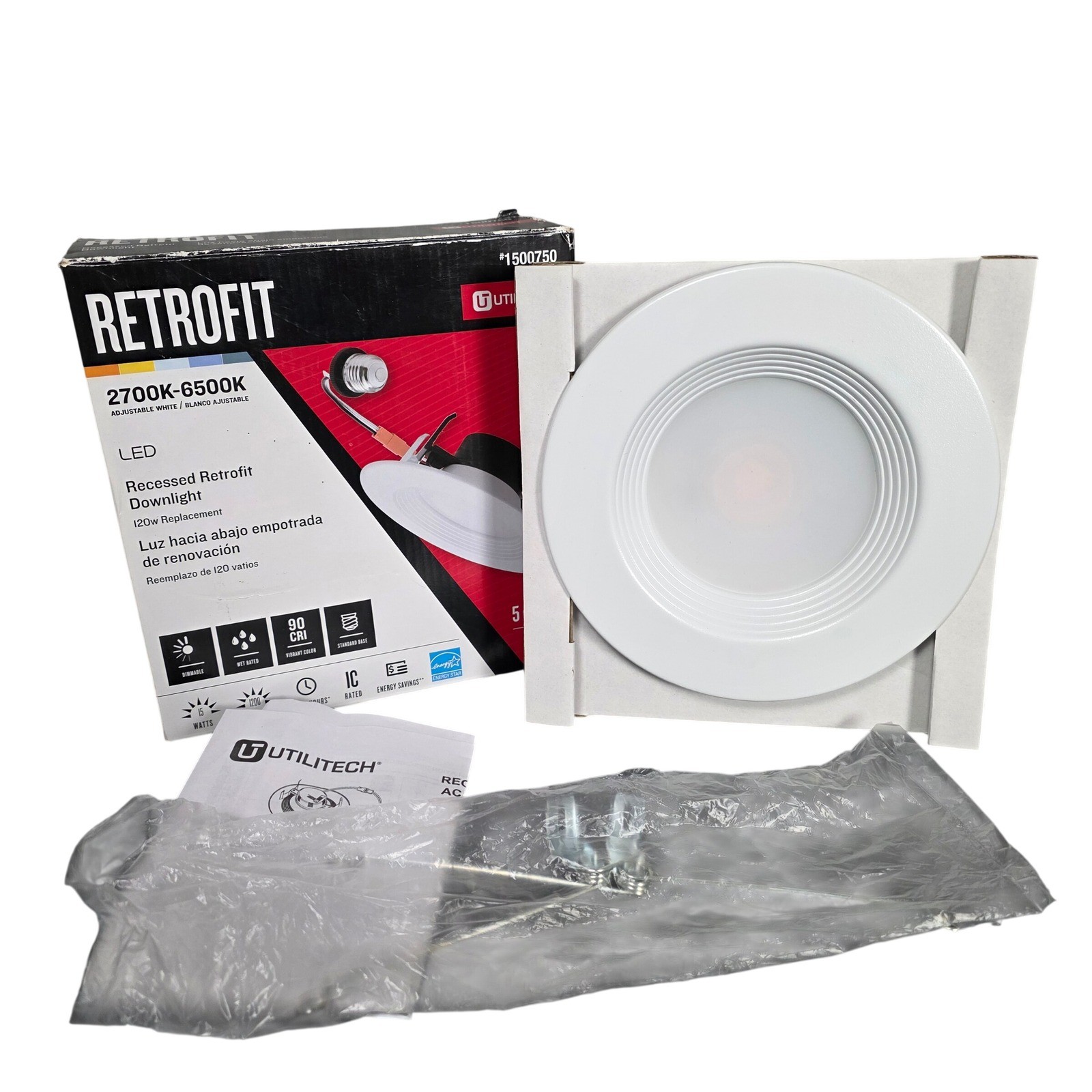 Utilitech LED Recessed Retrofit Downlight 5 or 6" Adjustable Energy 1200 Lumens gallery