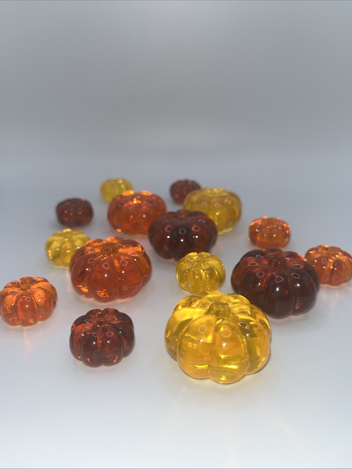 Acrylic Fall Pumpkins 14 pc. Orange, Yellow & Amber Colored Table Scatter gallery