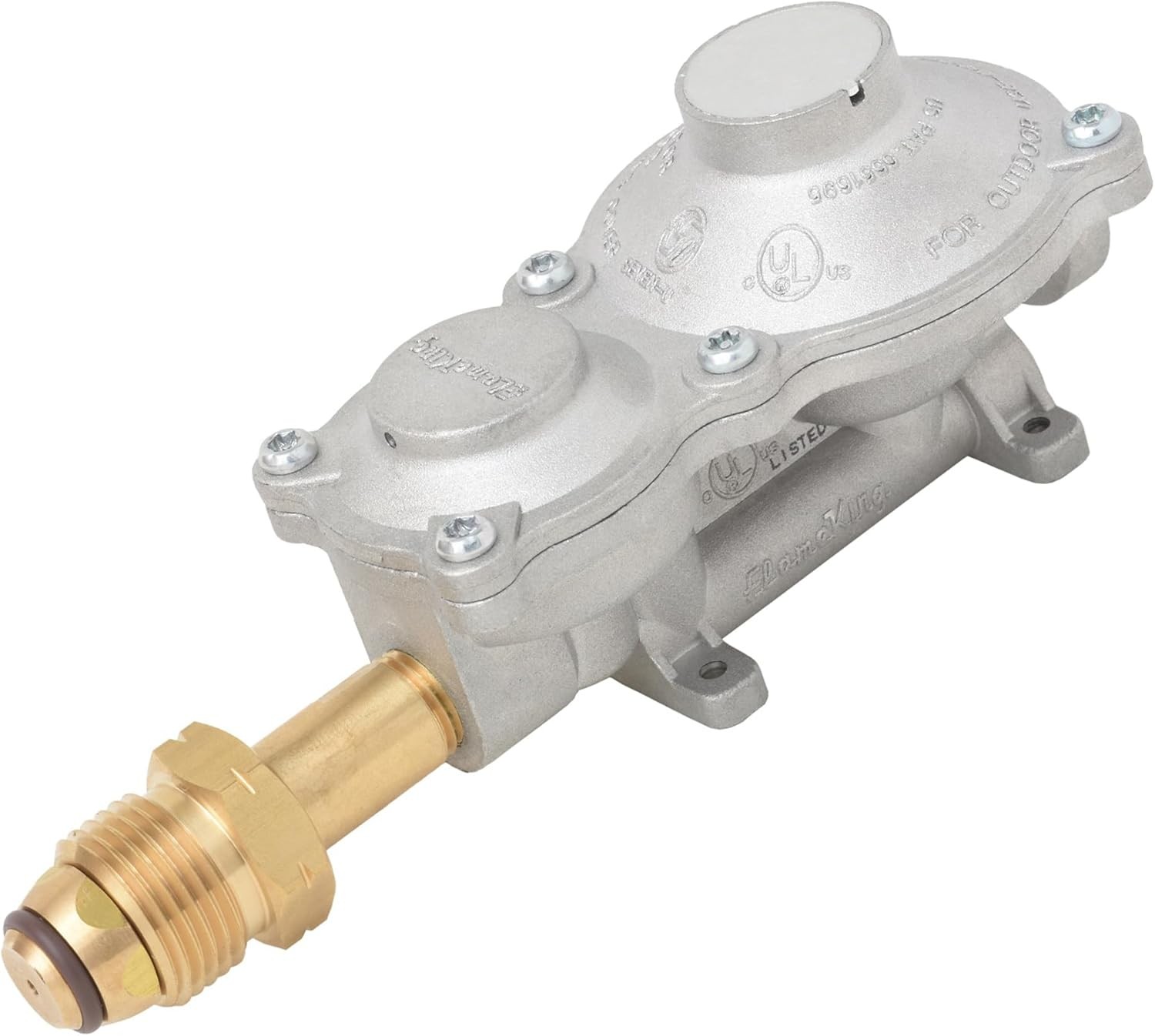 Flame King 2 Stage Propane LP Horizontal Super Compact Regulator with POL for RV gallery