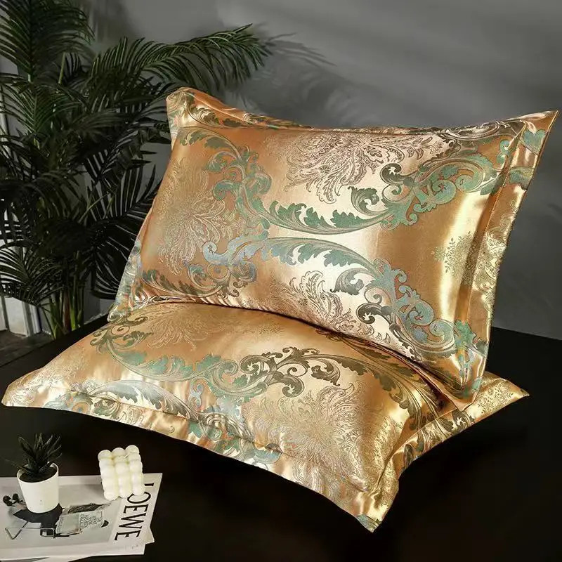2PC Solid Silk Pillowcases Decorative Luxury Cushion Cover Envelope Style Hair S