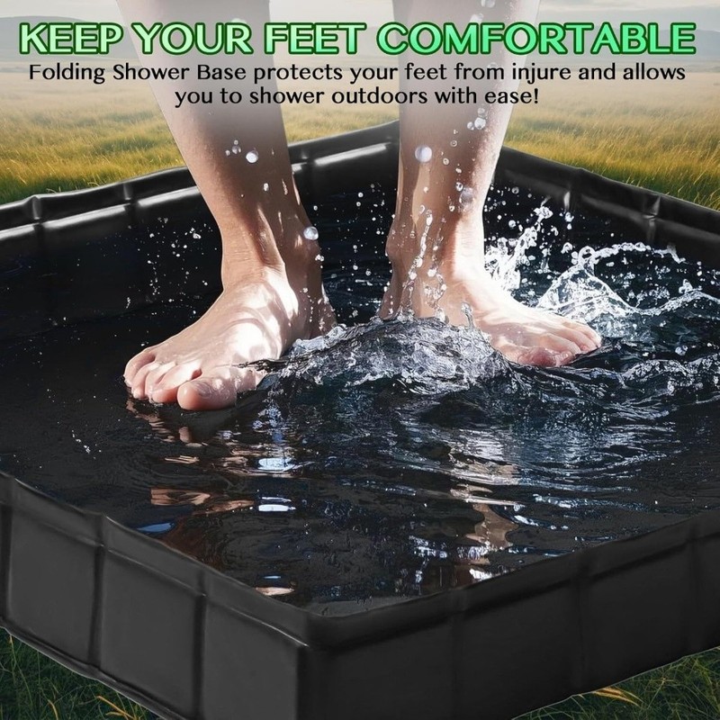 Compact Foldable Shower Base with Drain Hose Portable Tray for Outdoor Showers gallery