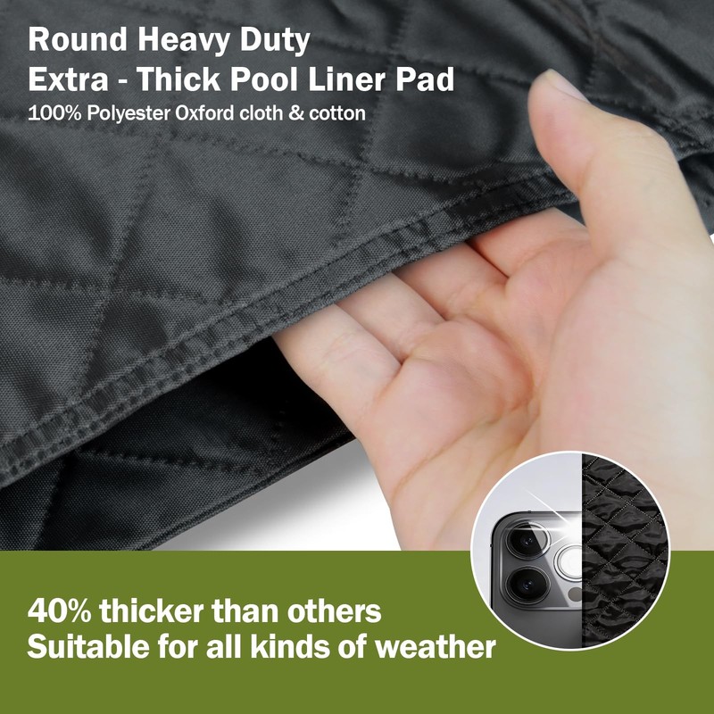 12 FT Round Pool Liner Pad Waterproof Mat for Above Ground Pools, Debris gallery