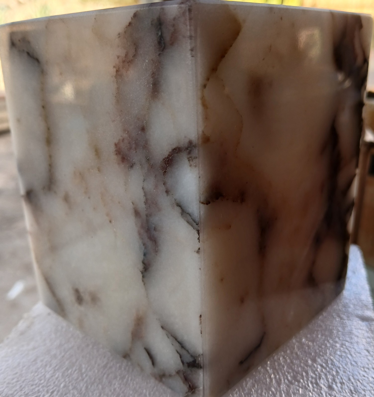 Unique Natural Marble Square Vessel-Red/Purple/Blk Veining-4" Tall-NEWINORGBOX gallery