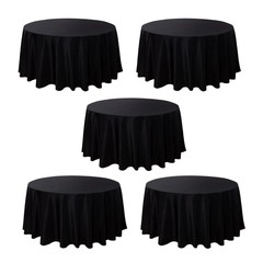 5-Pack Black Round Polyester Tablecloth 190gsm 120″ by Chivari