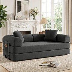Modular Compression Boneless Sofa Corduroy Soft Cloud Couch Foam Loveseat 600 lb