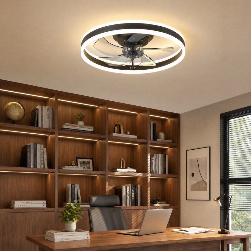 20" Ceiling Fan Light Kit Flush Mount LED Lamp with Remote APP Control Dimmable gallery