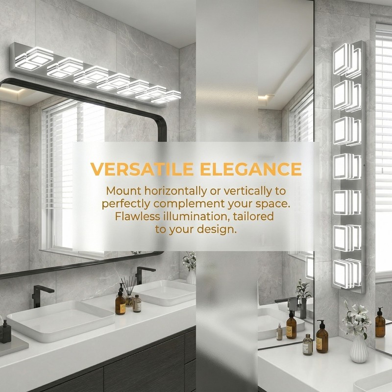 Chrome Dimmable LED Vanity Light 46 inch 7-Lights Wall Fixture Bathroom Mirror gallery