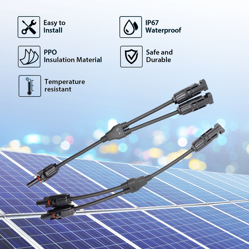 1Pair Solar Cable Splitter Waterproof IP67 2Y Branch Solar Panel Cable Connector gallery