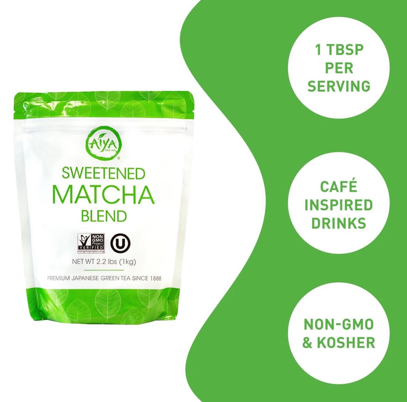 Aiya Sweetened Matcha Blend Powder - Matcha Latte Powder 2.2lbs (1Kg) gallery