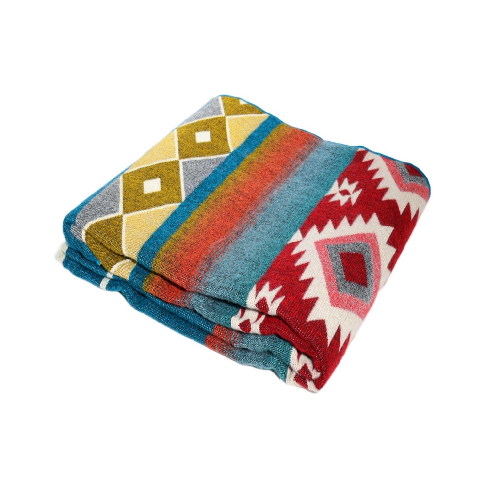 Native Pattern, Alpaca Wool Blanket Queen Size, Cozy Blanket Handmade in Sout...