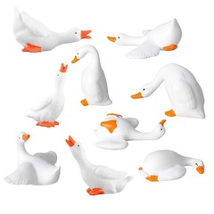 FCKLVMC 18 Pcs Mini Goose Figurine, Tiny Resin Goose DIY Crafts Desk Goose Ca…