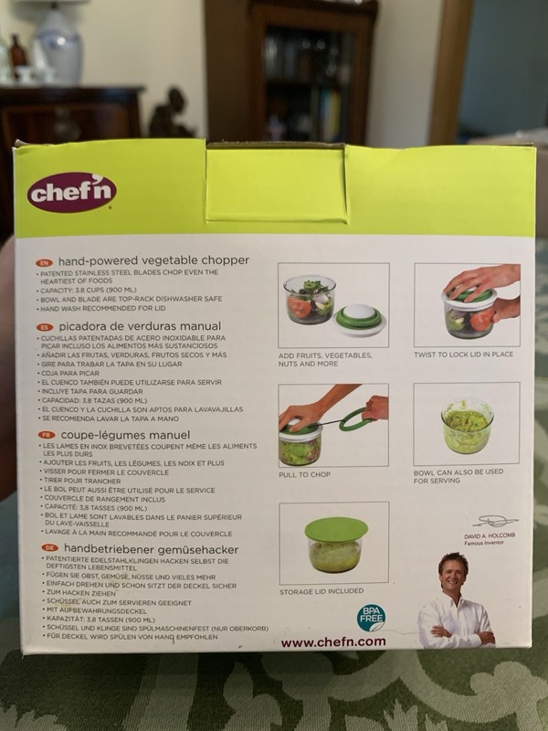 Chef'n VeggiChop Hand-Powered Pull Function Vegetable Chopper Green Storage Lid gallery