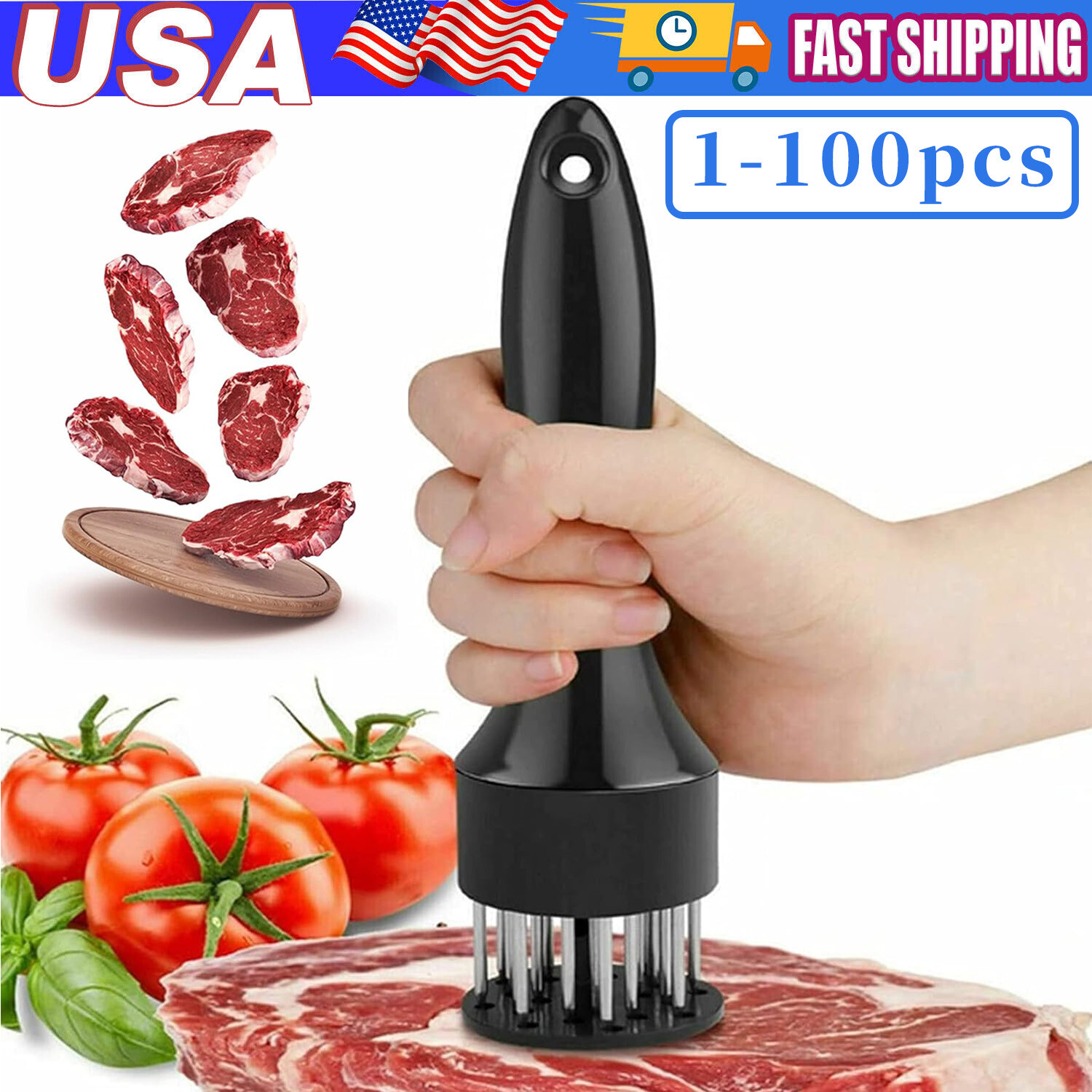 Meat Tenderizer Tool 21Needles Stainless Steel for Tenderizing Kitchen Tool USA gallery