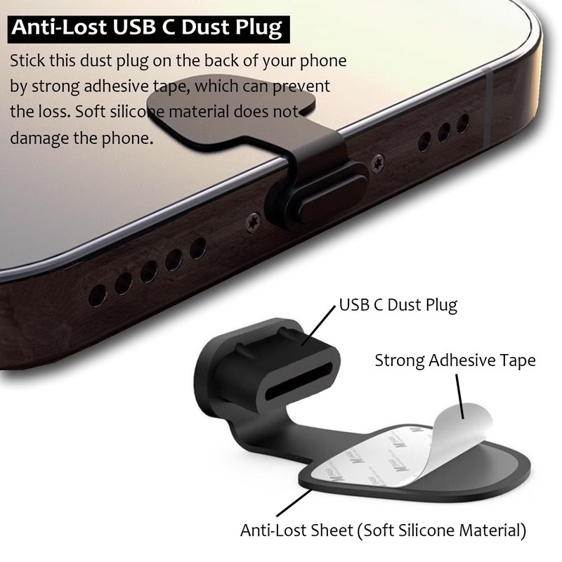 8 Packs New Dust Plug for iPhone 17 16 15 Series, USB C Cover Cap, USB C Port C gallery