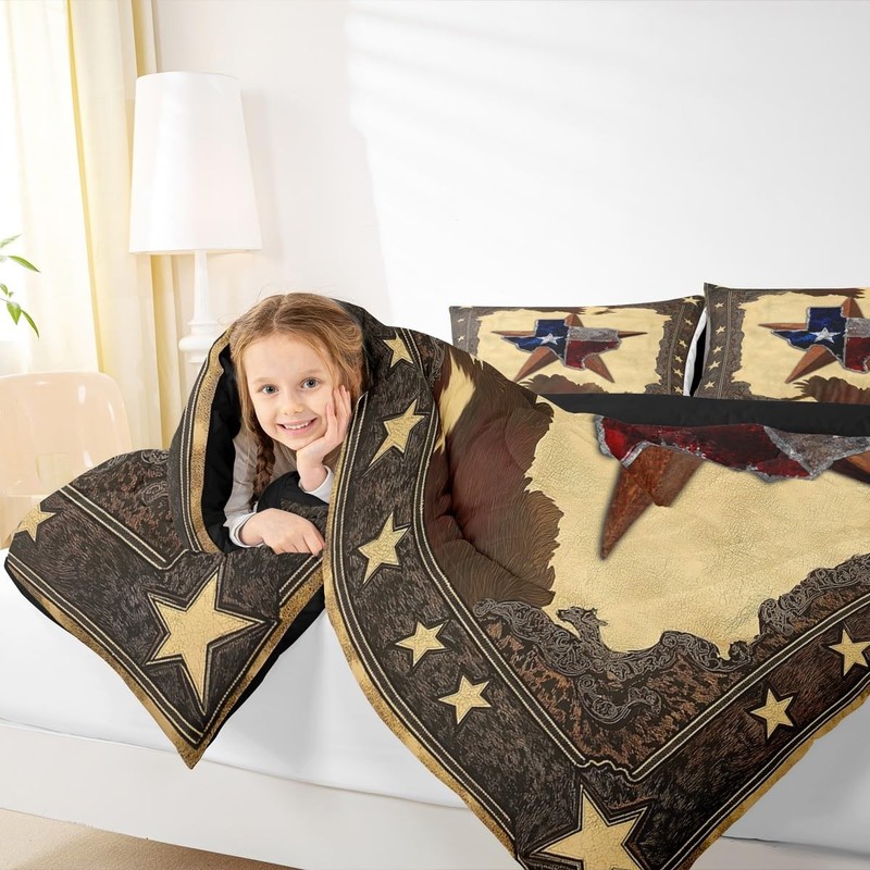 Western Texas Star Bedding | Rustic Cow Print Queen Comforter Sets,Cowhide Fa... gallery