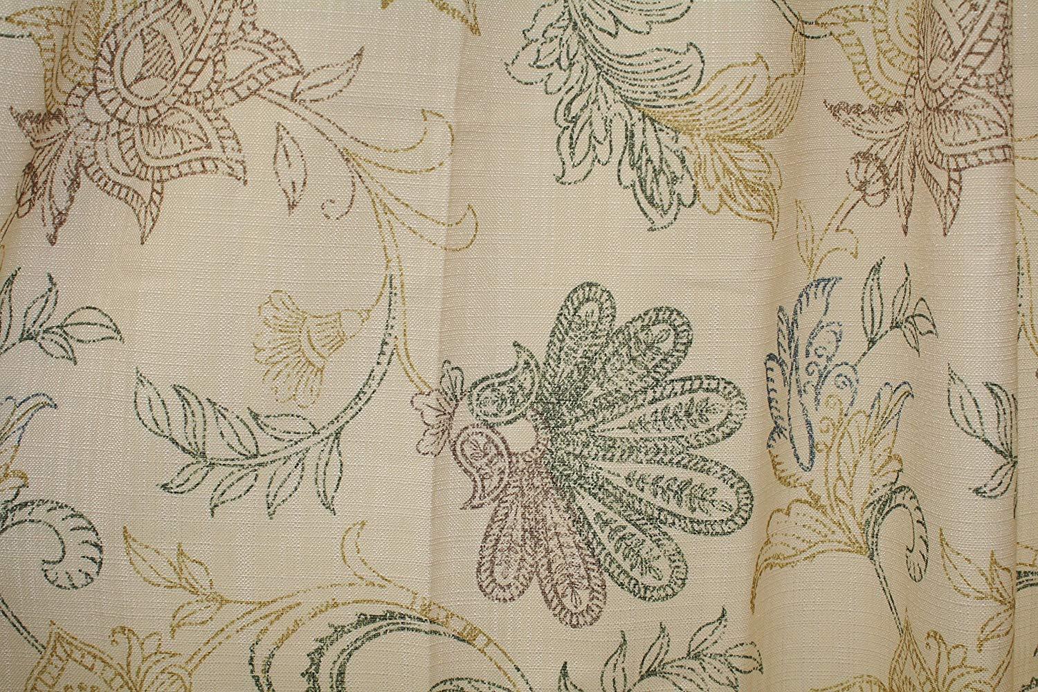 STUNNING Embroidered Providence Scroll Panel OR Valance Paisleys Ferns Foliage gallery