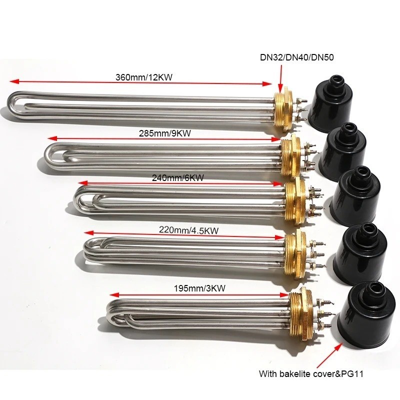 Tubular Heating Element 220V Immersion Heater 1-1/2" 2" 3KW 6KW 9KW 12KW Probe gallery