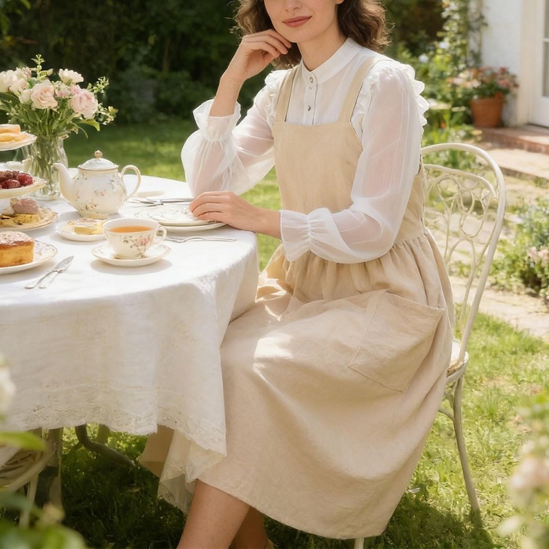 Luxurious Beige Cross Back Apron - Perfect for Cooking, Baking, and Crafting gallery
