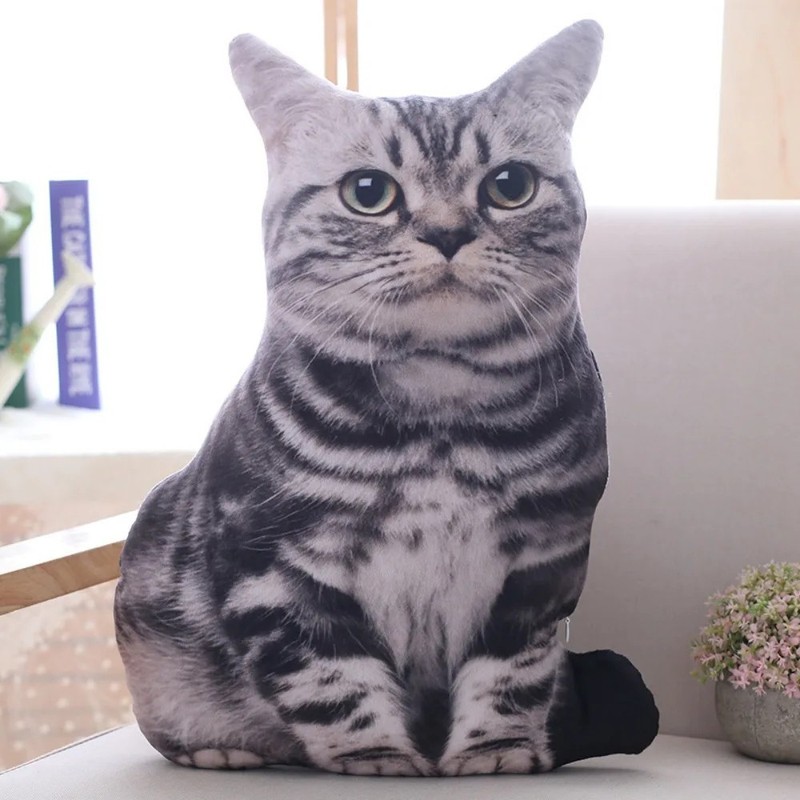 Realistic 3D Cat Plush Toy Soft Stuffed Animal Pillow Kawaii Cushion for Kids Gi gallery