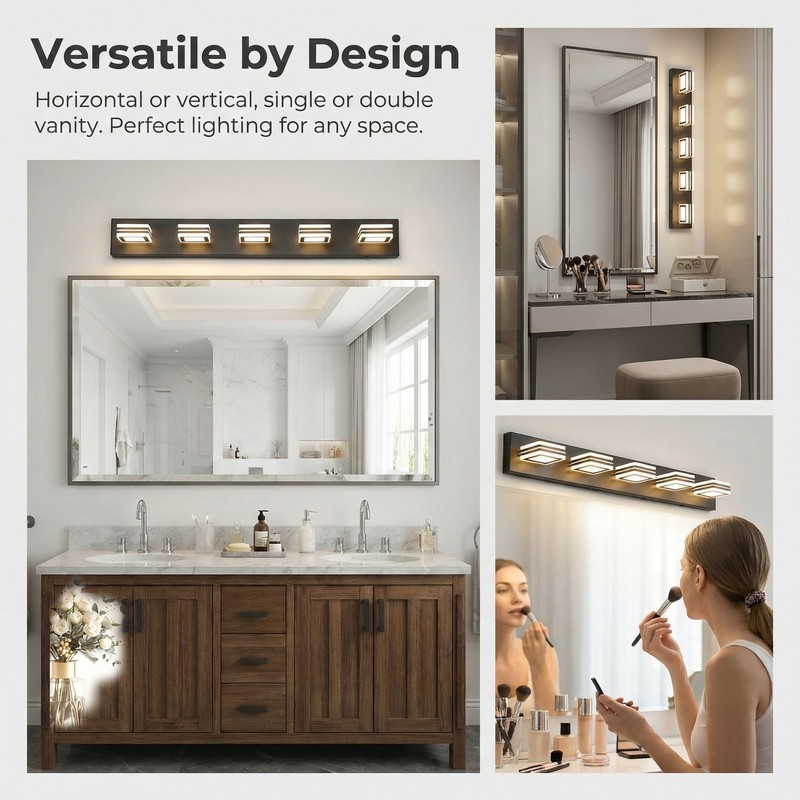 32'' Vanity Light 5 Lights Dimmable LED Bathroom Over Mirror Wall Fixture 5CCT gallery