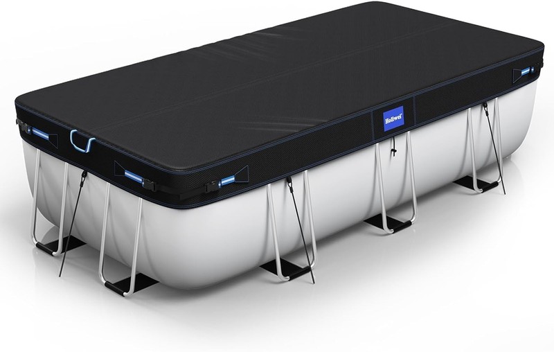 12X24 Ft Rectangular Pool Cover with Reflective Strips for above Ground Pool gallery