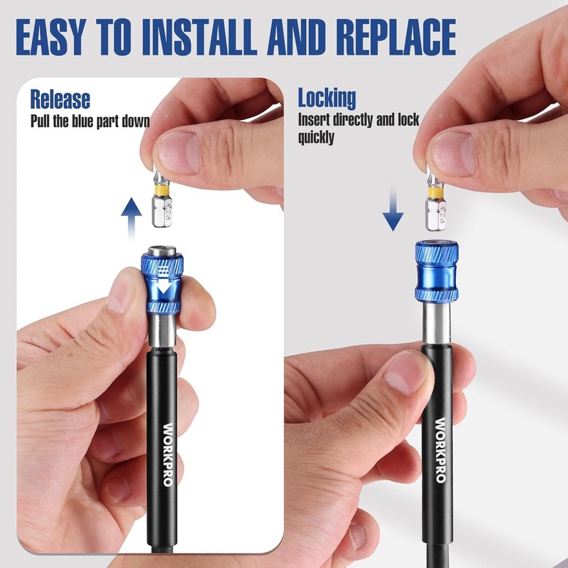 WORKPRO 4Pcs Magnetic Drill Screwdriver Bit Holder Extender in 2-3/8",4",6",12'' gallery