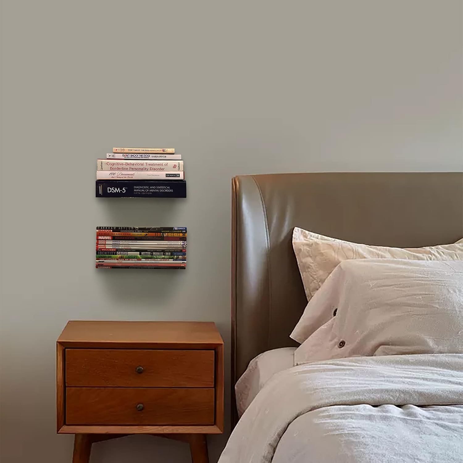 Small Floating Shelf Set of 2 Pack White, Metal Floating Book Shelves for Wall gallery