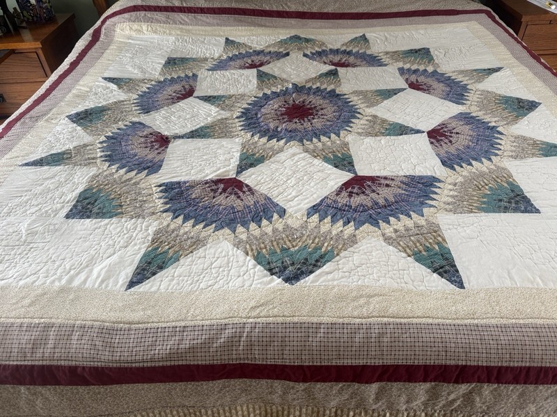 8 Point Star Patchwork Quilt 91”X87” By Heritage Collection Fan Diamond Designs gallery