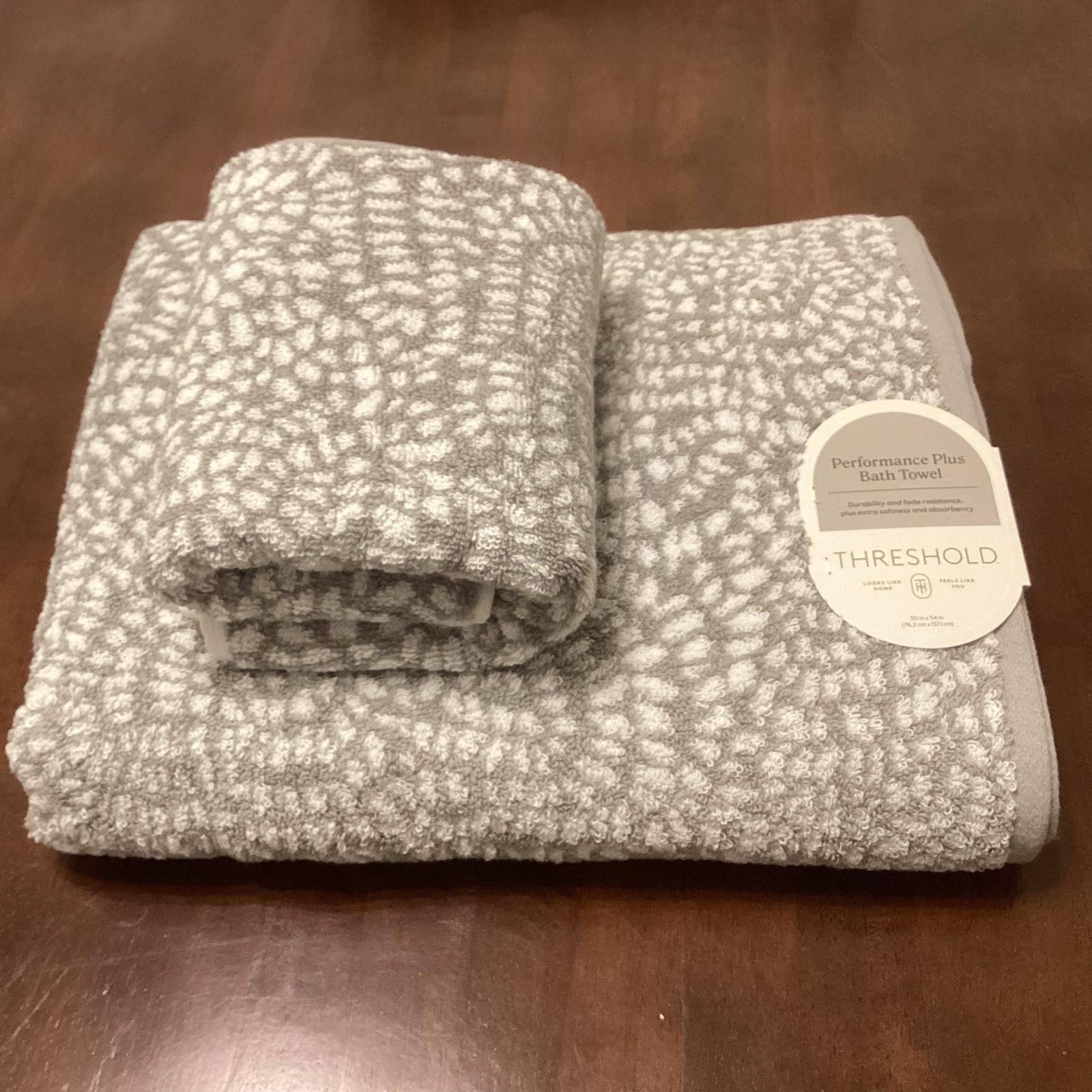 Performance Plus Bath Towel Hand Towel NEW Gray Geo Threshold™ 100% Cotton Set 2 gallery