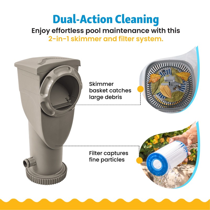 Funsicle 1500 Gallon SkimmerPlus Filter Pump System for Above Ground Pool, Gray gallery