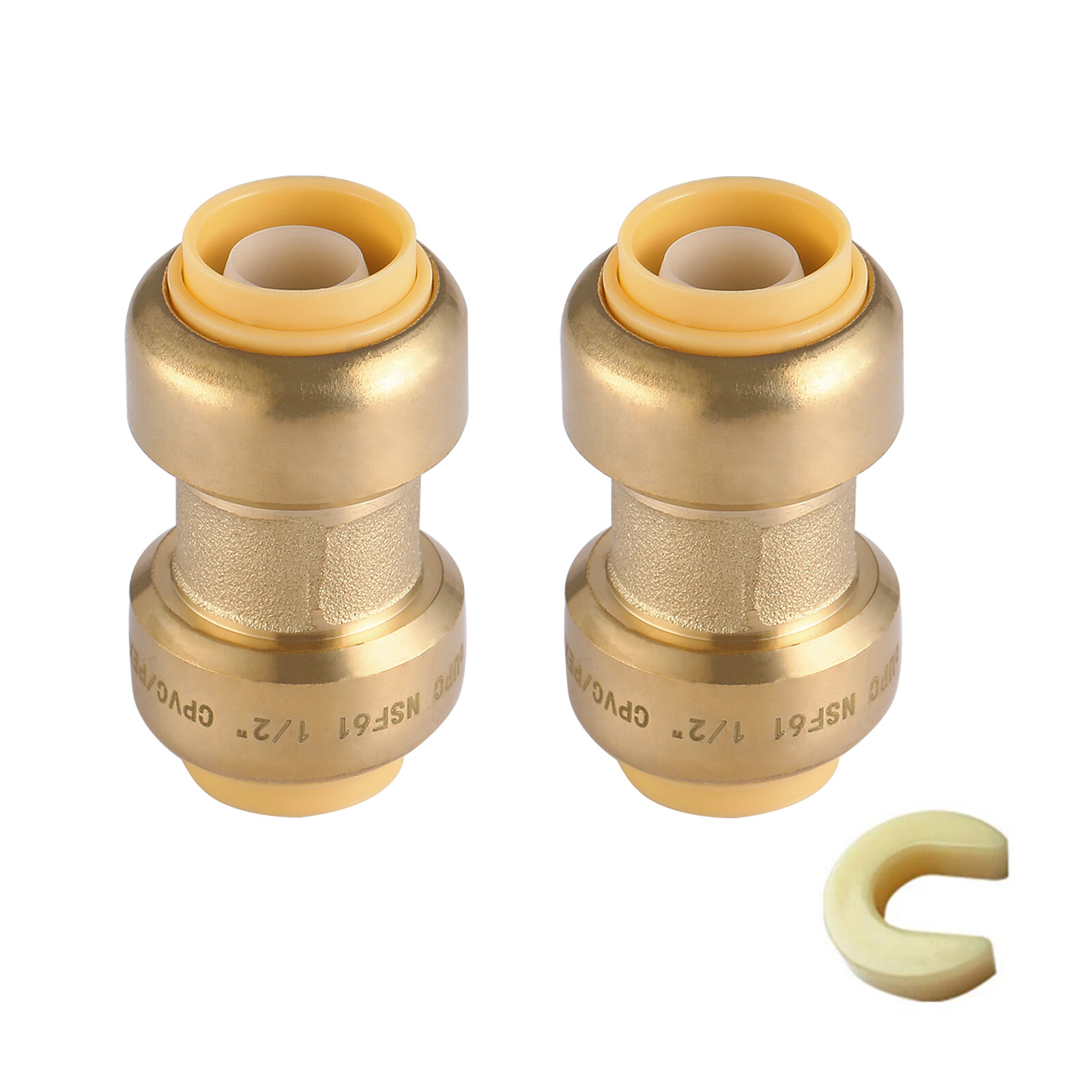 EFIELD (2 to 100 Packs) 1/2" Push Fit Coupling & Clip Brass Fitting Lead Free gallery