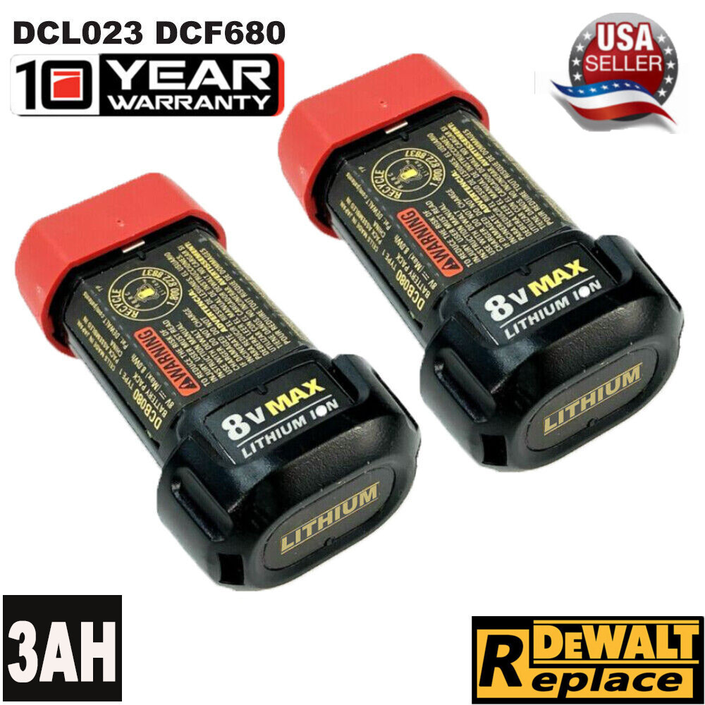 2Pack 8V MAX Replacement Battery Compatible with DEWALT DCB080 DCF680N1