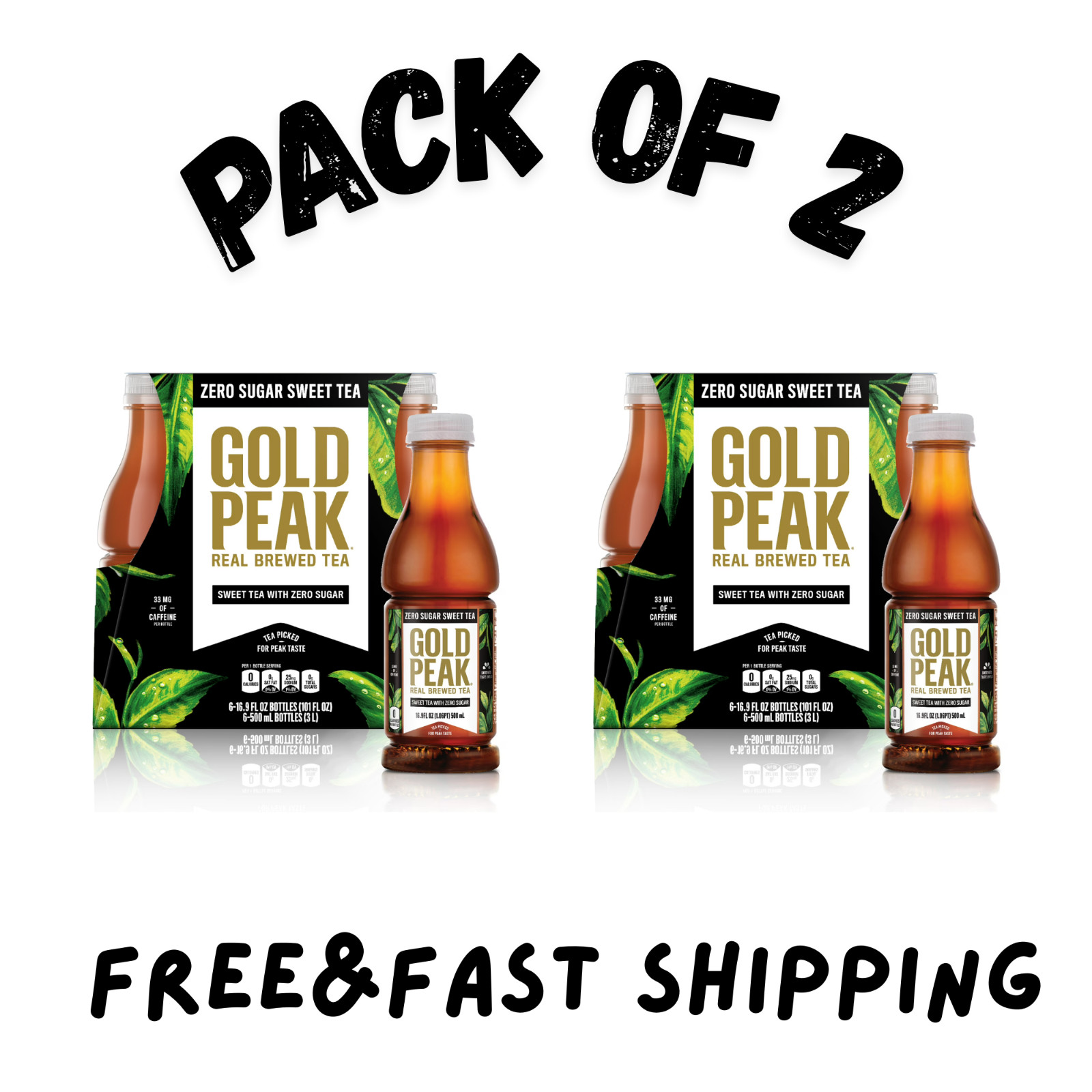 (2 PACK) Gold Peak Iced Tea, Zero Sugar Sweet Tea Bottles, 16.9 fl oz, 6 pack gallery