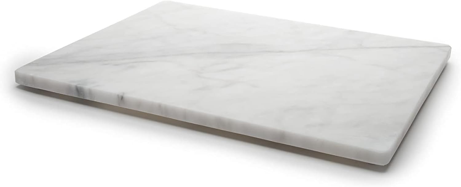 Home Basics Multi-Purpose Pastry Marble Tray Cutting Board Slab with Non-Slip Fe gallery