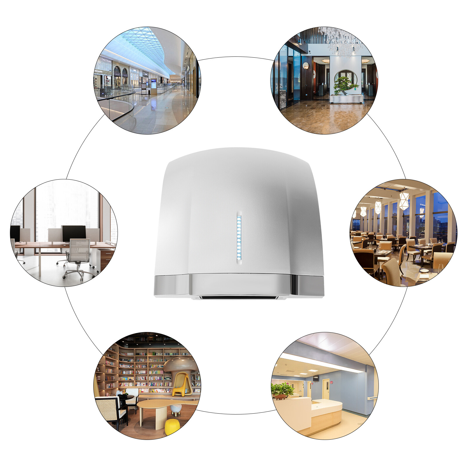 Hand Dryer, Infrared High Speed Electric Hand Dryer Commercial Household w/ LED gallery