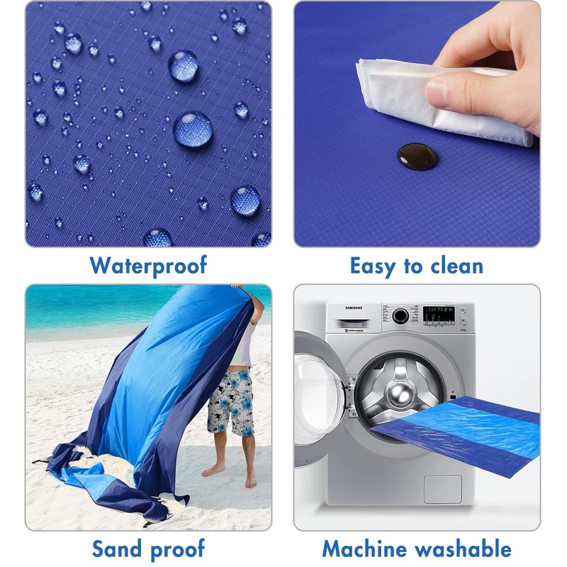 Beach Blanket Waterproof Sandproof, Extra Large 78" x 82" Beach Mat Oversized... gallery