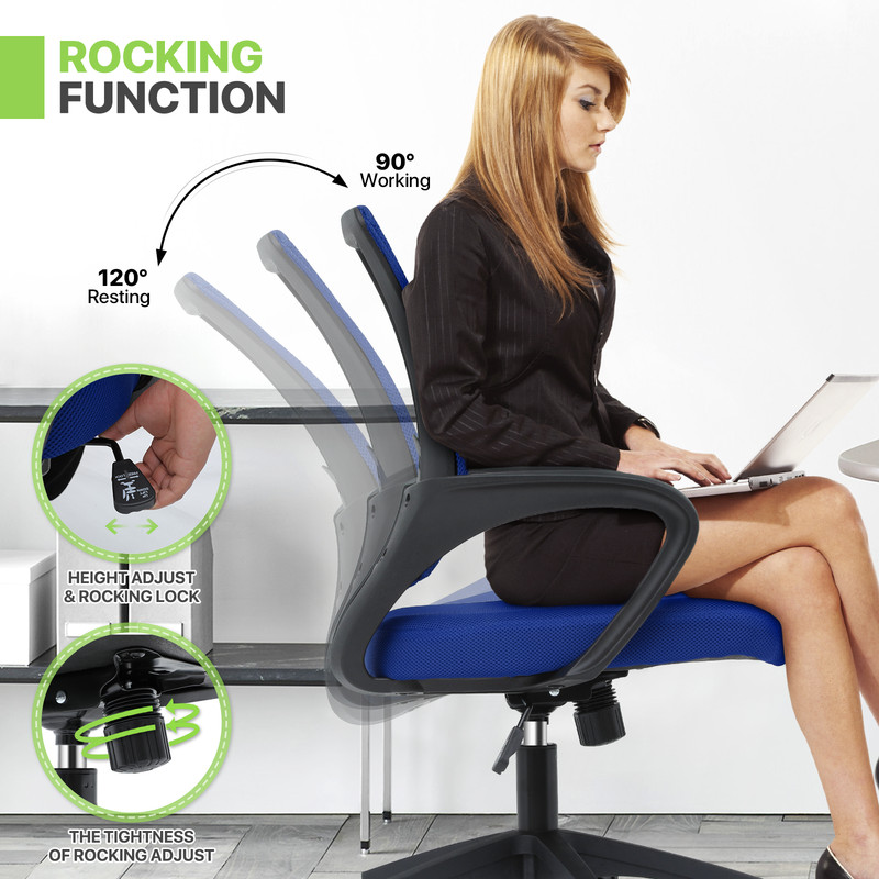 Executive Chair Fabric Breathable Mesh Computer Desk Chair Blue Conference Seat gallery