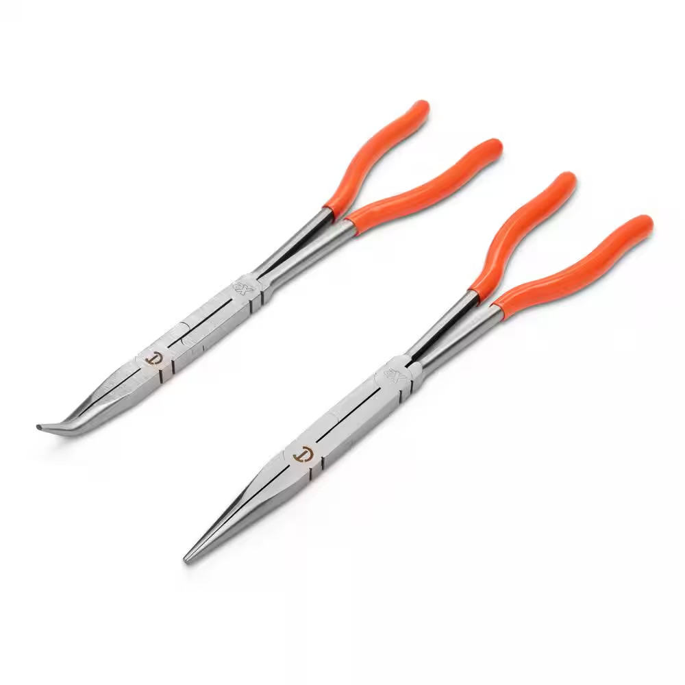 13 in. X2 Double Compound Long Reach Long Nose Plier Set Dipped Handles 2 Pc gallery