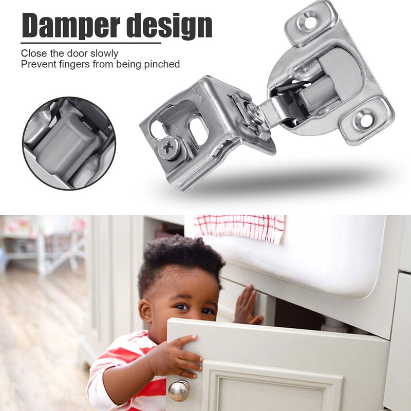 1-1/2" Overlay Soft Close Face Frame 105° Compact Cabinet Hinge Handware Lots gallery