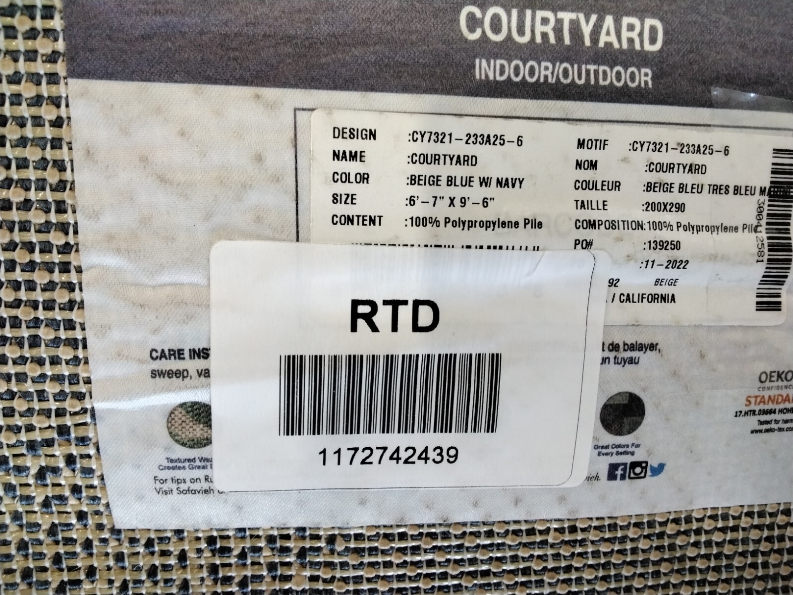 BEIG / BLU 6'-7" X 9'-6" Back Stain Rug Reduced Price 1172742439 CY7321-233A25-6 gallery