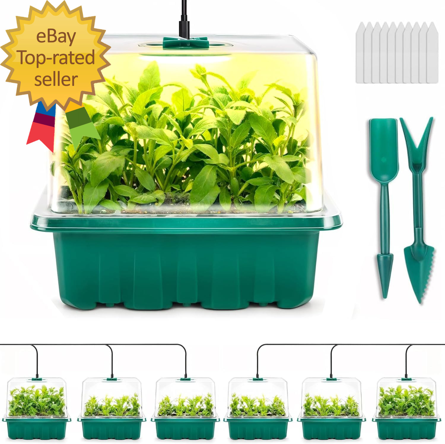 Seed Starter Tray with Grow Light 6Pcs Seed Starter Kits with Light and Humidity gallery