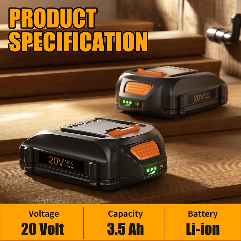 Pack For WORX 20V MAX Extend Lithium Battery 20 Volt WA3520 WA3525 WA3575 WG155 gallery