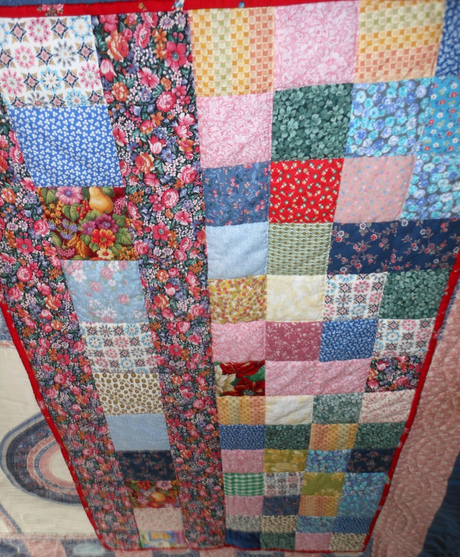 Handmade Quilt Patchwork Reversible Throw Lap Blanket 44” x 25” Fleece Back gallery